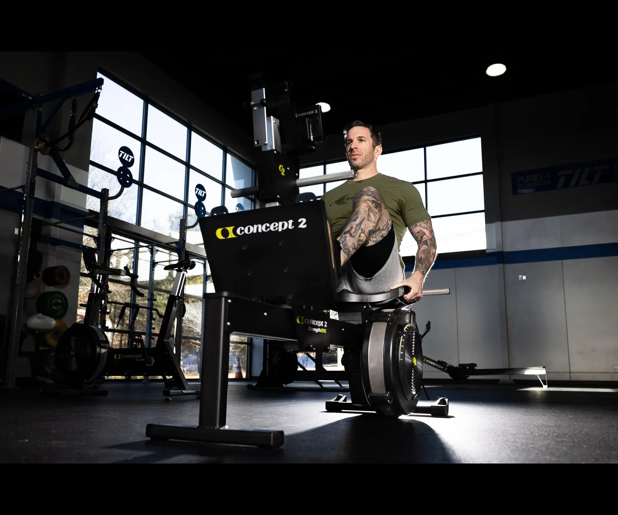 Kaeos coach on a Concept2 BikeErg during performance testing